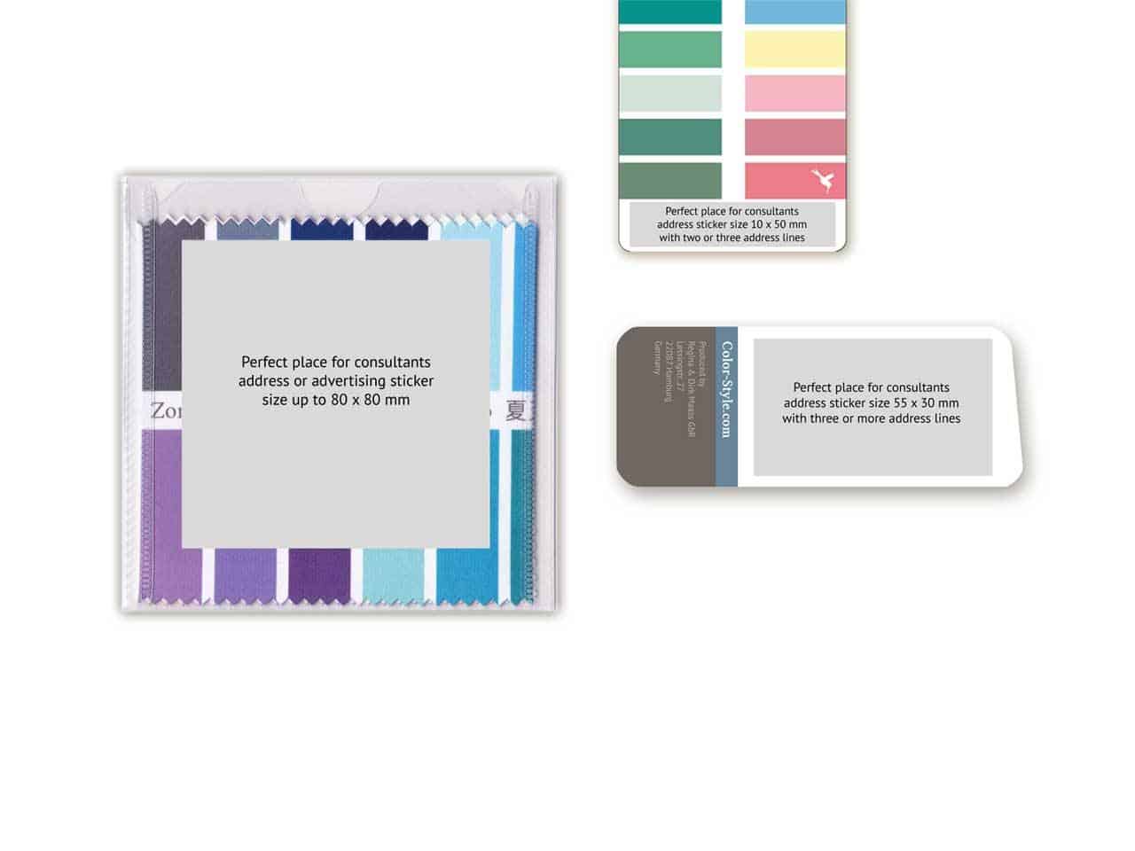 Sticker ads on color swatches