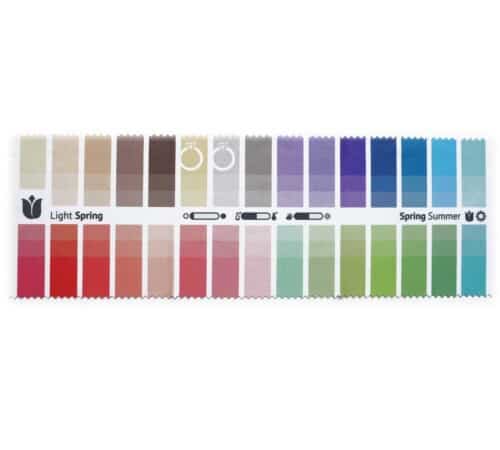 Fabric Color Swatch Warm (True) Spring with 30 type-specific Colors