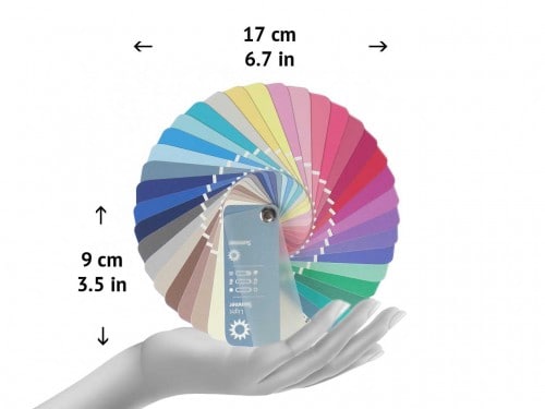 Size of color swatch fans